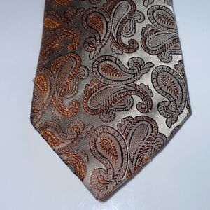 Roberto Villini Couture silver & orange paisley‎ silk tie